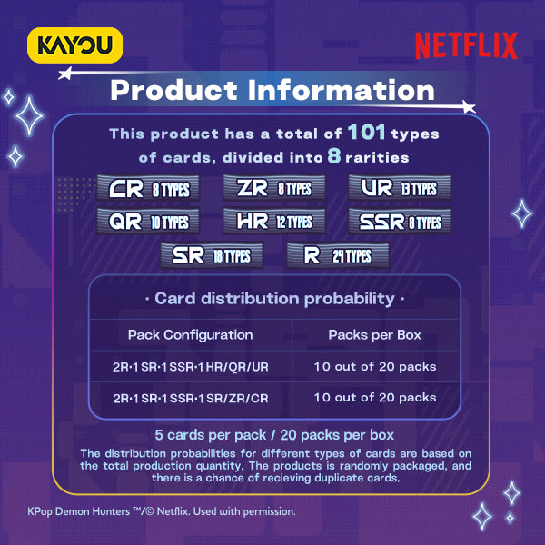 KAYOU KPop Demon Hunters-Collectible Trading Cards-Classic Edition-001-NA Buy 2 Boxes Get 1 Free PR Card
