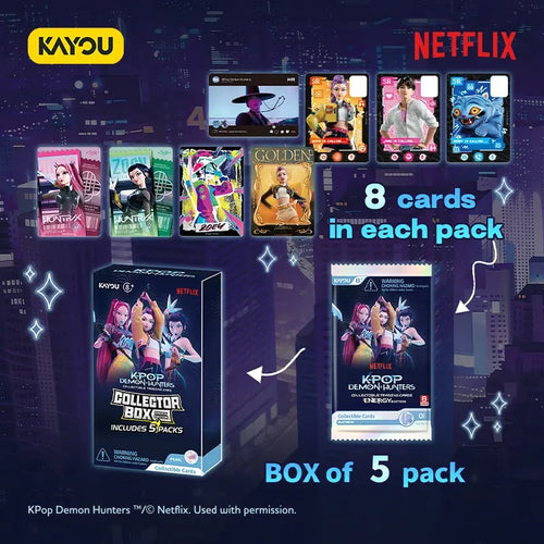 KAYOU Kpop Demon Hunters Collectible Trading Cards Energy Edition - Collector Box 5 Packs